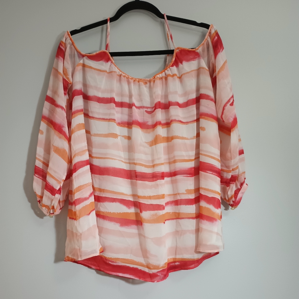 Calvin Klein Cold Shoulder 3/4 Sleeve Blouse S‎